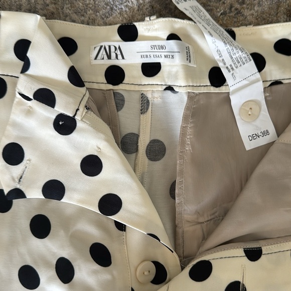 ZARA Polka Dot Silk Dress Pants – NWOT – High Waisted - Picture 4 of 5